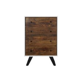 DKD Home Decor Cajonera Moderno Blanco Marron Oscuro 4 cajones 40 x 105 x 70 cm