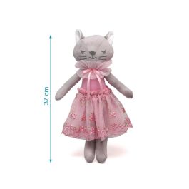 KioKids Muñeca de Trapo Gato Tierno con Falda Rosa para Bebés +10 Meses Multicolor de Poliéster