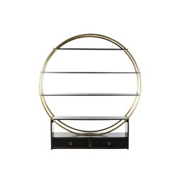 DKD Home Decor Estantería Oriental Alta con 2 Cajones y 4 Estantes de Madera Álamo y Metal Negro Dorado 180x160x35 cm DKD Home Decor Estantería Oriental Alta con 2 Cajones y 4 Estantes de Madera Álamo y Metal Negro Dorado 180x160x35 cm