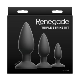 Plug Anal NS Novelties Renegade Negro 3 Piezas (7,6 cm) (10 cm) (5,7 cm)