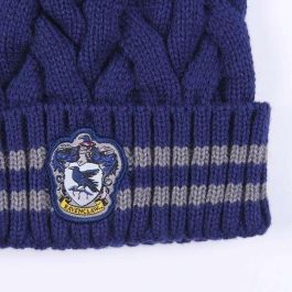 Cerdá Gorro de Invierno Tricot con Pompom de Harry Potter - Escudo Ravenclaw Azul Oscuro - Talla Única para Adultos 100% Acrílico