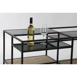 DKD Home Decor Mesa Centro Loft Metal Madera Espejo Negro Natural 120x60x50 cm