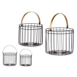 Giftdecor Set 2 Cestas Cilíndricas Negras con Asa Dorada, 25x27x25 cm Precio: 13.50000025. SKU: S3609547