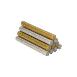 Salki 430206 Barras de cola termofusible Ø12x95mm purpurina dorado+plateado, blister 12 unid. para decoración y hobby