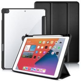 eSTUFF Funda NEW YORK para iPad 10.2 Negra/Transparente con Compartimento para Lápiz, Protección Completa, TPU suave y PC rígido