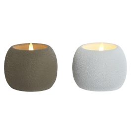 DKD Home Decor Vela LED Decorativa Estilo Urban Blanco Marrón de Cera y Cemento, Medidas 9.5 x 9.5 x 9.5 cm (Pack 2 Unidades) Precio: 11.58999952. SKU: B158422PGP