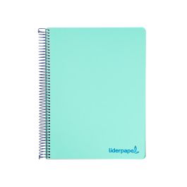 Cuaderno Espiral Liderpapel A5 Micro Wonder Tapa Plastico 120H 90 gr Cuadro 5 mm 5 Bandas 6 Taladro Color Verde Turquesa