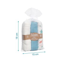 KioKids Set de 3 Muselinas 70x70 cm - Azul, Blanco y Marino - Bambú y Algodón - para Bebés +0 Meses