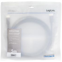 LogiLink Cable DisplayPort a DisplayPort 8K/60Hz 5m, Macho/Macho, Versión 1.4, Soporta 4K, 32.4 Gbit/s, Negro