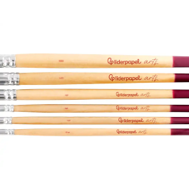 Liderpapel Pinceles de pelo de cerda, puntas surtidas, bolsa de 6 unidades, certificado FSC