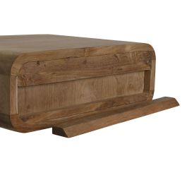 DKD Home Decor Mesita de Noche Balines Natural Teca 40 x 17 x 50 cm con 1 Cajón