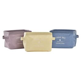 Cesta DKD Home Decor Amarillo Azul Granate Lienzo Moderno 20 x 16 x 15 cm (3 Unidades)