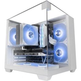 Mars Gaming MCVISIONMW Caja Gaming Minitorre MicroATX / Mini-ITX Blanca con Diseño Panorámico Triple Cristal Templado y Refrigeración Líquida 240mm