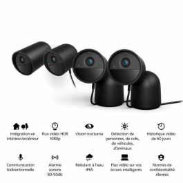 Philips Hue AUC1717895922522 Cámara Inalámbrica Segura HD 1080P para Interior o Exterior con Control por Aplicación, Negra