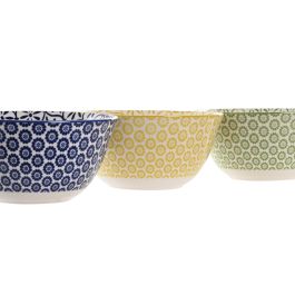 DKD Home Decor Bol Oriental Porcelana Verde Azul 15.4 x 7.4 x 15.4 cm Apto Microondas/Lavavajillas (12 Unidades)