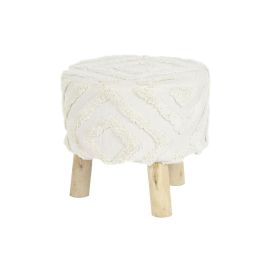 Reposapies Urban DKD Home Decor Blanco Marron 40 x 40 x 40 cm