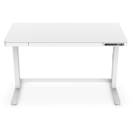 DIGITUS Escritorio Eléctrico Altura Regulable con Cajón y USB, Oficina/Home Office, 120x60cm, Blanco