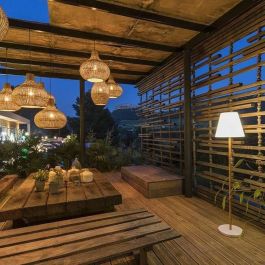 Lumisky STANDY WOOD SOLAR Lámpara de Pie Solar y Recargable, 150 cm, LED Blanco Cálido Regulable