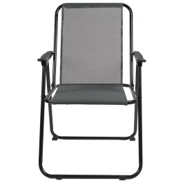 Home Deco Factory Silla Plegable Gris - Acero, Poliéster y Plástico PP, Ideal para Exteriores, Resiste Lluvia y Sol, Tratamiento UV, 45x54 cm; h.84 cm