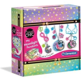 Clementoni 18584 Kit creativo para niños: crea pulseras y collares con colgantes de luna y estrellas que brillan en la oscuridad