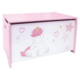 Fun House cofre de juguete Unicornio de madera MDF para niñas +3 años - Caja almacenaje infantil 36x36x60 cm