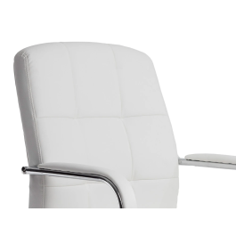 Q-connect Silla de Escritorio Pia Ve Simil Piel Blanca, Base Metálica, Uso Dirección, Dimensiones 1050x610x680mm