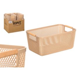 Kipit Cesta de Plástico con Asa de Bambú Beige 32x20,5 cm (Set de 24) Precio: 53.78999945. SKU: B1CK886WHN