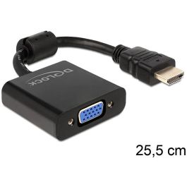 DeLOCK 65512 - Cable Adaptador HDMI Tipo A Macho a VGA Hembra, 0.254 m, Negro