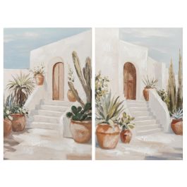 DKD Home Decor Cuadro Boho Pueblo Cactus Blanco y Verde Lienzo/MDF 90 x 60 x 3.5 cm (2 Unidades) Precio: 89.88999976. SKU: B1H9VY8M7J