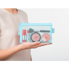 Liderpapel Bolsa Zipper Bag Poliéster Transpirable Multiusos DIN A6 Azul Pastel 110x200x3 mm