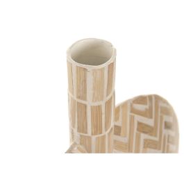 DKD Home Decor Jarrón Decorativo Tropical Raviet de Bambú y Resina, Mosaico Surtido Marrón Blanco (Set de 2) 13 x 52 x 47 cm