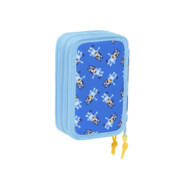 Plumier Triple Bluey Let's play Azul 12,5 x 19,5 x 5,5 cm 37 Piezas