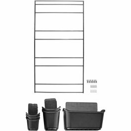 Jardinera de pared - Kit soporte de pared + 3 macetas (0,9L) + 2 macetas (2,5L) + 1 jardinera (5,4L) - Negro - Al 84 x L 48 cm - NATURE