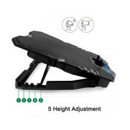 Ewent Soporte Base Refrigeración para Ordenador Portátil con 5 Ventiladores Silenciosos, Ajustable hasta 17 Pulgadas, USB