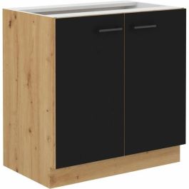 CUISINIER MODENA80D2F Mueble bajo MODENA 80 cm con 2 puertas batientes en Roble Artesanal y Negro Mate