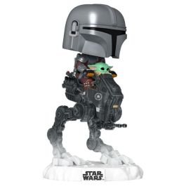 FUNKO POP Rides Star Wars The Mandalorian Deluxe: The Mandalorian & Grogu en AT-RT Remanente Imperial - Figura Coleccionable