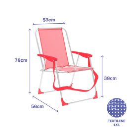 Marbueno Silla Plegable Aluminio Coral Playa y Piscina 53X56X78 cm 10356