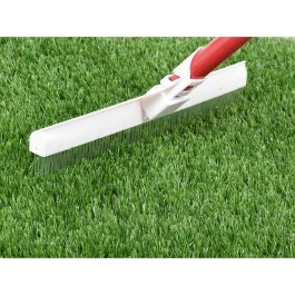 Faura Kit de cepillo para peinar césped 30cm, fibras de nylon, mango metal 137cm, referencia 28052