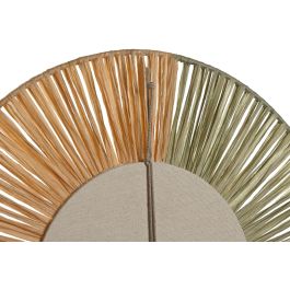 DKD Home Decor Espejo Boho Natural Verde Rafia Cristal 40 x 40 x 2 cm