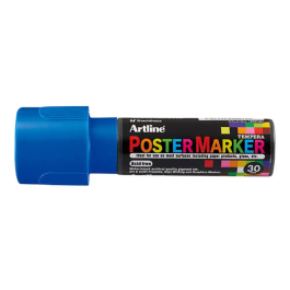 Artline Rotulador EPP-30 Poster Marker Punta Rectangular 30 mm Azul para Carteles, Metal, Plástico, Vidrio