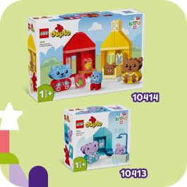 LEGO 10414 DUPLO My First: Mis Rituales Diarios - Hora de Comer y Dormir, Juguete Social con 4 Figuras de Animales