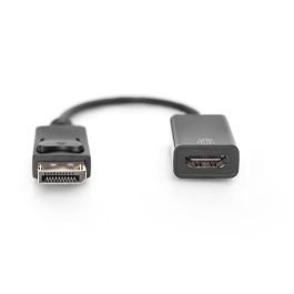 DIGITUS Adaptador/Convertidor Activo DisplayPort a HDMI 0.2m, Soporta 4K 2160p@30Hz, Macho a Hembra