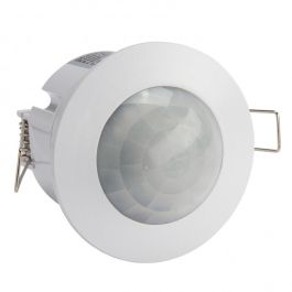 Sensor Movimiento Empotrable 360º Compatible LED, Bajo Consumo e Incandescencia. Detección Infrarrojos 1200W/300W, Alcance 6m.