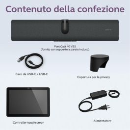 Jabra PanaCast 40 VBS MS VB AND Cámara de Video Colaborativa 4K Ultra HD, 4x Zoom, 180° FoV, MS Teams Rooms Negro