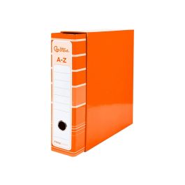 Archivador De Palanca Liderpap El A4 Filing System Forrado Sin Rado Lomo 80 mm Naranja Con Caja Y Compresor Metalico