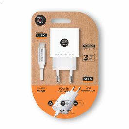 Tech One Tech Cargador ultrarrápido PD 25W USB-C Blanco con Cable tec2266