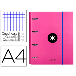 Antartik Carpeta con Recambio A4 Cuadro 5mm, Anillas 40mm Redondas, Solapa, Rosa Precio: 10.50000006. SKU: B12ECH8GSH