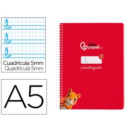 Cuaderno Espiral Liderpapel Din A5 Pautaguia Tapa Blanda 40H 75 gr Cuadro Pautado 5 mm Color Rojo 5 unidades