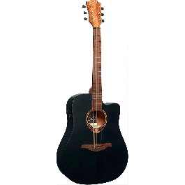 Lag Guitarra Acústica Electroacústica Dreadnought Cutaway Tramontane 70 A/C Negro Satinado con Tapa de Abeto Engelmann y Fondo de Caoba