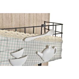DKD Home Decor Perchero de Pared Shabby Verde Menta Marrón Madera y Metal 9 x 36 x 23 cm